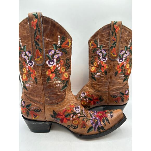 Old Gringo Women's Jasmine Embroidered Flower Brown Leather Western Boot - Picture 13 of 14